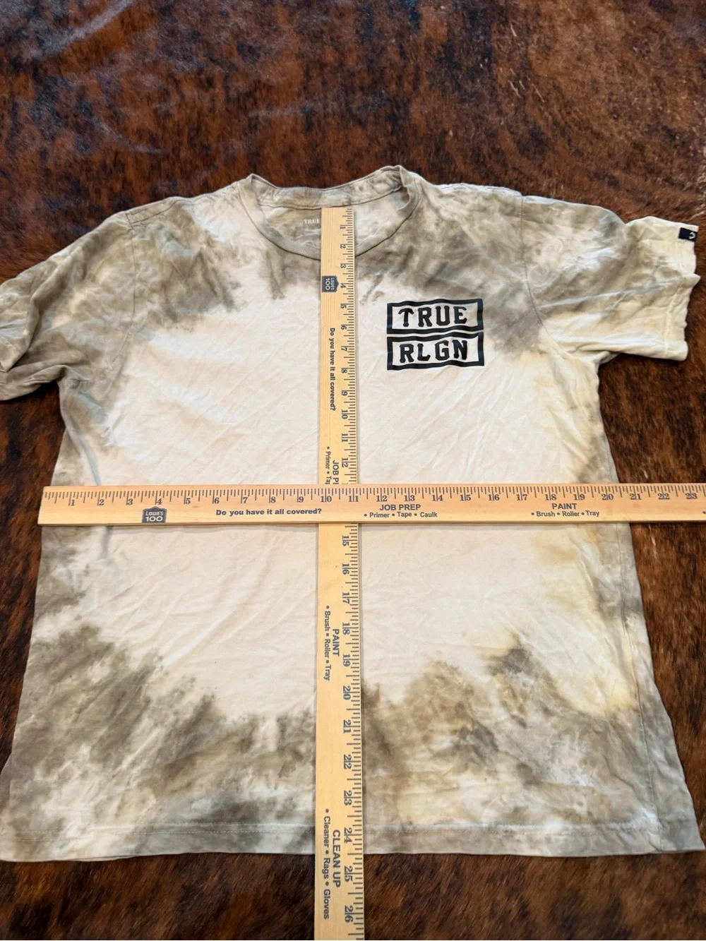 TRUE RELIGION Grey Tie Dye OUTLAWS Short Sleeve Designer Graphic T-shirt Size L